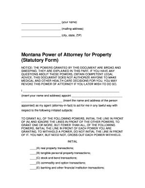 Fillable Online Courts Mt Instructions For Montana Power Of Attorney