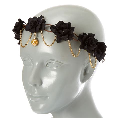 Gold Chain Flower Crown Headwrap Black Claires Us