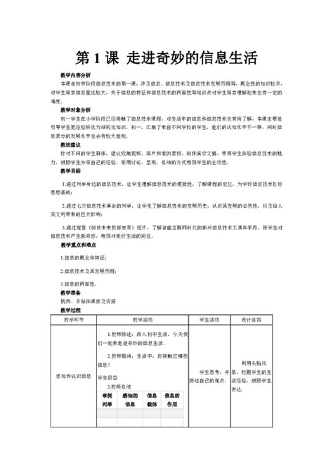 南方版七年级上册信息技术第1课 走进奇妙的信息生活 21世纪教育网