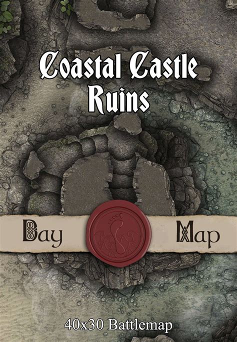 40x30 Multi Level Battlemap Coastal Castle Ruins Seafoot Games