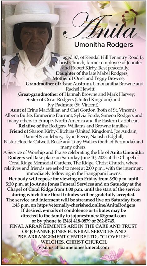 Anita Rodgers Jo Anne Jones Funeral Services