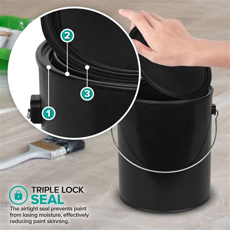 1 Gallon Plastic Paint Bucket Black Triple Lock Airtight Seal