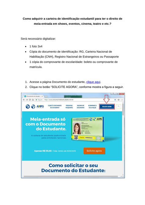 Pdf Como Adquirir A Carteira De Identifica O Estudantil Para