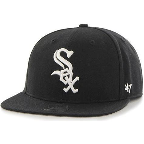 47 Brand Flat Brim MLB Chicago White Sox Smooth Black Snapback Cap ...