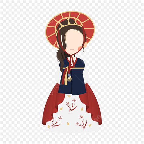 Elegant Red Hanbok Korean Traditional Outfit Ilustration Hanbok Hanbok Clipart Girl Hanbok