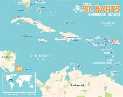 Map of St. Barts - Live Beaches