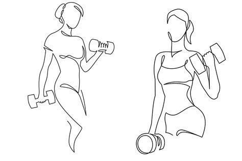 Woman Lifting Weights One Line Art Affiliate Hand Vector