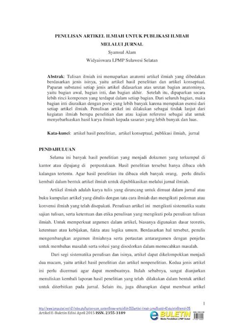 Pdf Penulisan Artikel Ilmiah Untuk Publikasi Artikel Ilmiah