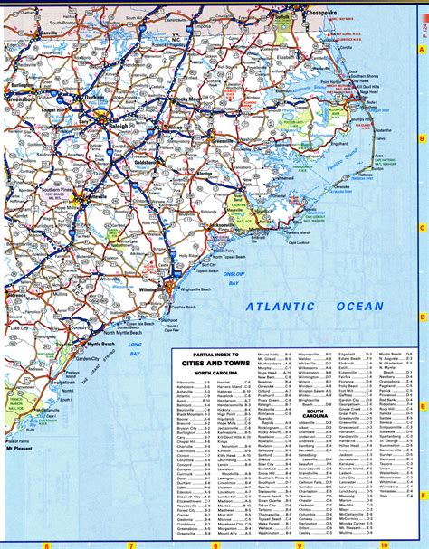 South Carolina map with rivers and lakes, parks and recreation area