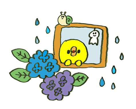 窓から梅雨の様子を見るひよこのイラスト ゆるくてかわいい無料イラスト素材屋「ぴよたそ」