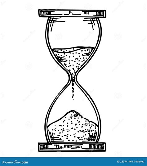 Hourglass Clock Sketch Vector Icon Illustration Sandglass Vintage Hand Drawn Icon Sand Timer