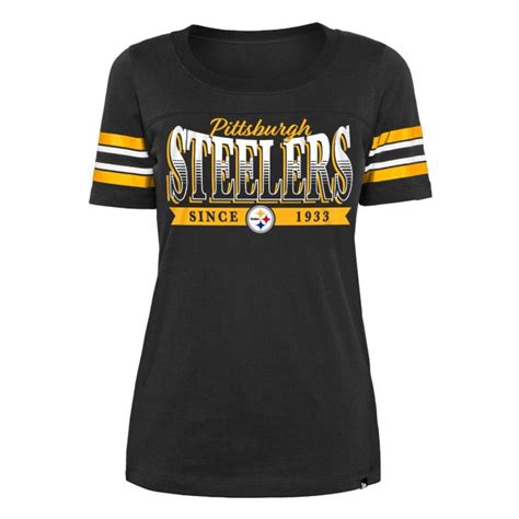 Pittsburgh Steelers Women's New Era Jersey Sleeve Stripe Short Sleeve T ...