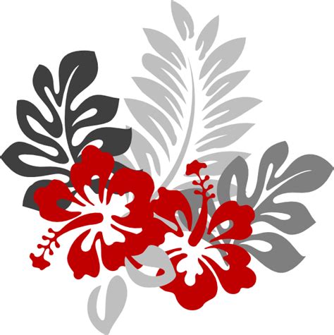 Download Transparent Hawaii Flowers Clipart - Red And Gray Borders ...