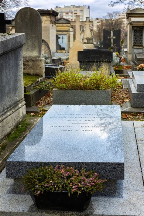 A Grave Of Samuel Beckett On Montparnasse Cemetery Paris France He