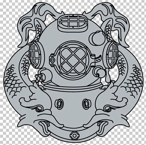 Navy Diver Drawing United States Navy Underwater Diving Diving Helmet PNG - area, art, black and ...