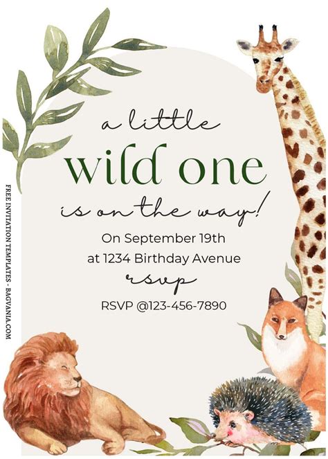 (Free Editable PDF) Greenery Wild One Birthday Invitation Templates ...