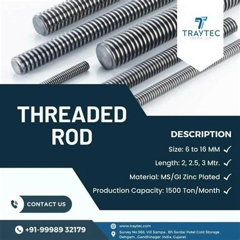 Material Galvanised Iron Standard Gi Full Threaded Rod Diameter Mm