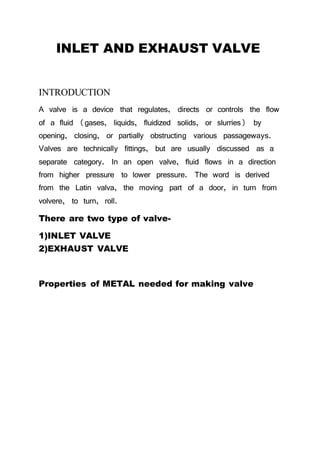 Inlet and exhaust valve | PDF | Free Download