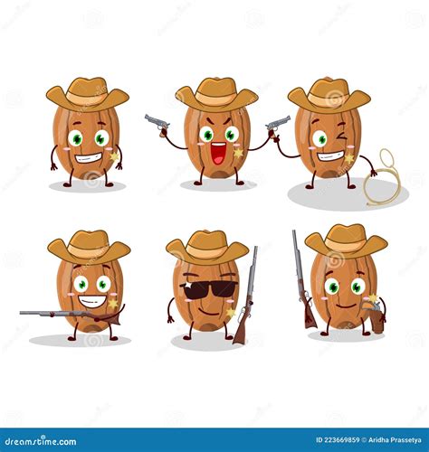 Cool Cowboy Almond Cartoon Character With A Cute Hat Stock Illustration