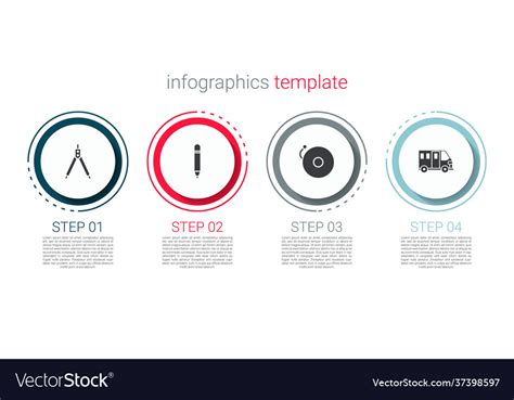 Set Drawing Compass Pencil With Eraser Ringing Vector Image