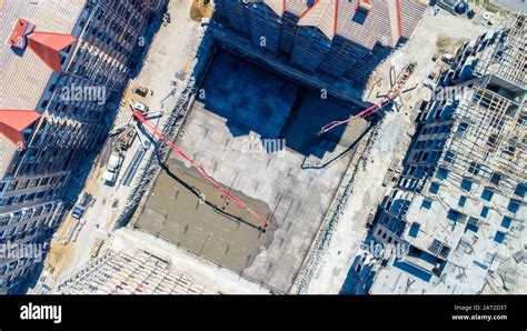 Bau Einer Mehrst Ckigen Wohnanlage Luftansicht Betonfundament Eines