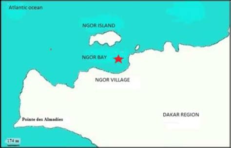 Map of Cap-vert peninsula (Dakar Region) showing Ngor bay position ...