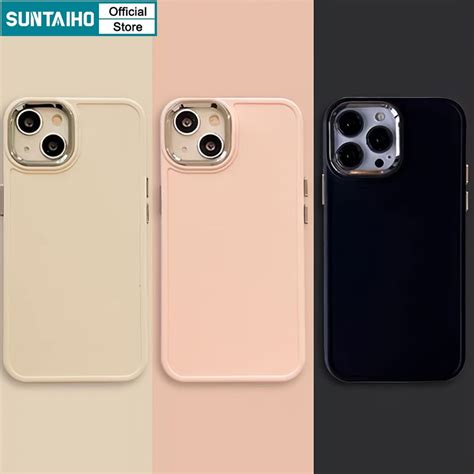 Suntaiho Solid Color Premium Lens Protective Soft Silicone Iphone Case