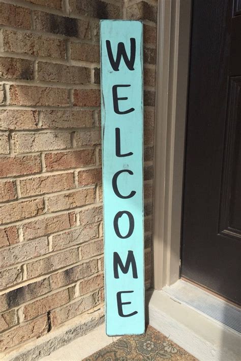 Vertical Welcome Sign Front Porch Decor Welcome Front Door Etsy