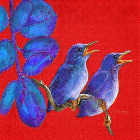 Two Little Birds In Red Digital Art By Jane Schnetlage Pixels