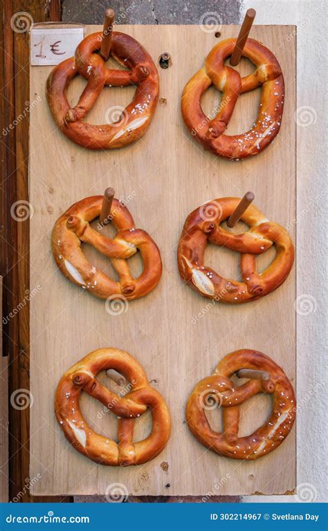 Savory Pretzel Or Bretzel At A Bakery In Riquewihr France Alsatian