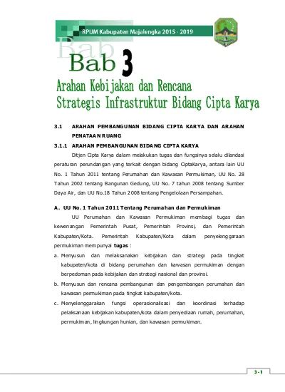 Arahan Pembangunan Bidang Cipta Karya Dan Arahan Penataan Ruang