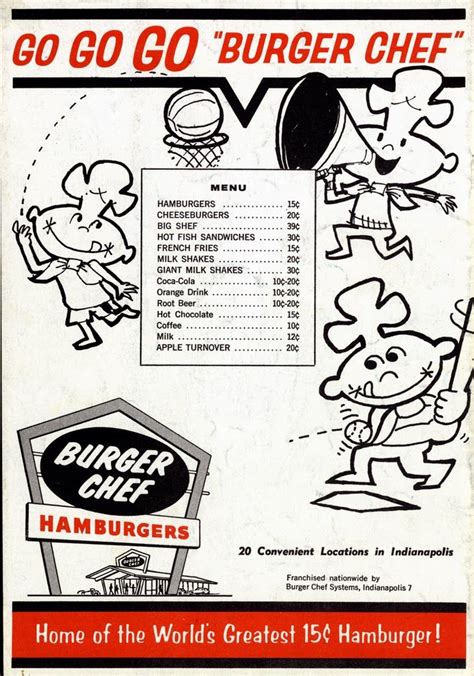 Vintage Burger Chef Menu Vintage Menu Vintage Advertisements Retro Ads