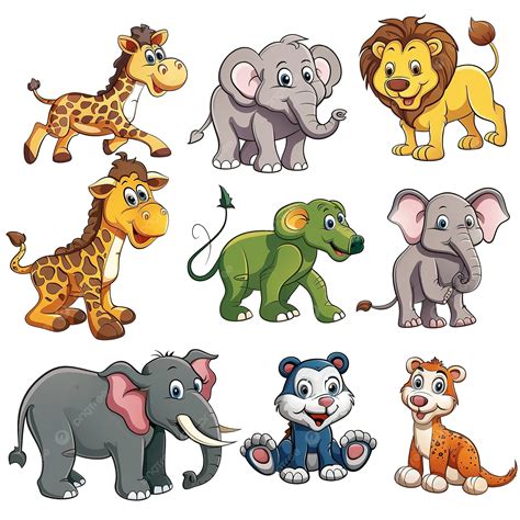Cartoon Animal Characters Set Color Book Page, Animals, Cartoon, Set