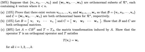 Solved 50 Suppose That V1 V2 Vk And W1 W2 Chegg