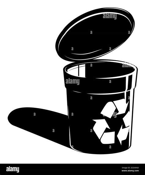 Black And White Recycle Bin With Recycling Sign Container For