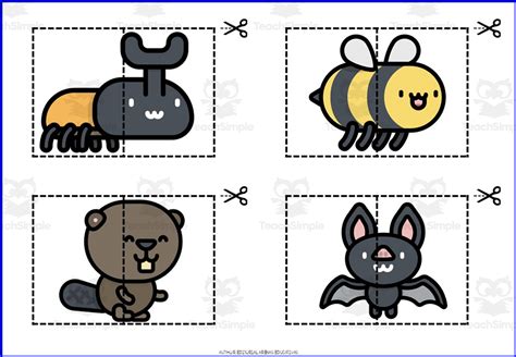 20 PUZZLES OF ANIMALS for kids | Free Resource by Teach Simple