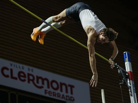 Sweden S Armand Duplantis Reacts After His Jump Setting A World Pole