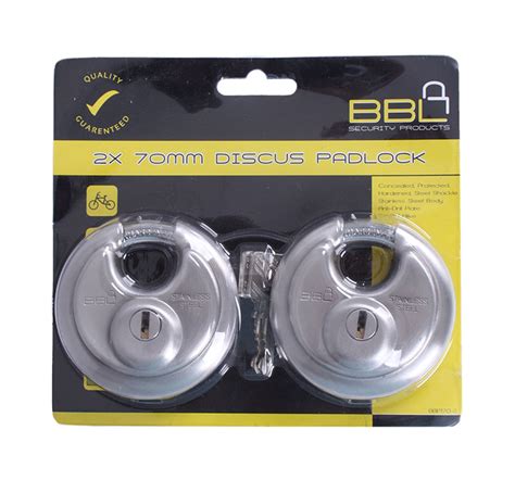 Locks Bbl Discus Padlock 70mm 2 Pack Keyed Alike