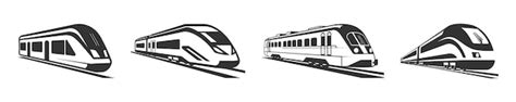 Premium Vector Modern Train Silhouette Set Vector Illustration