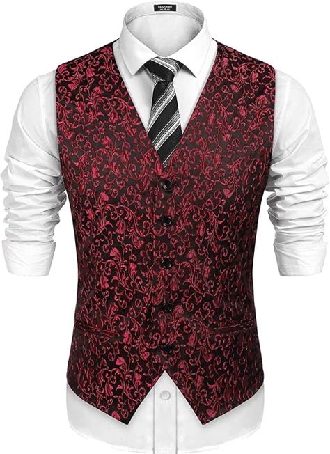 Coofandy Herren Klassische Paisley Floral Jacquard Weste Wedding