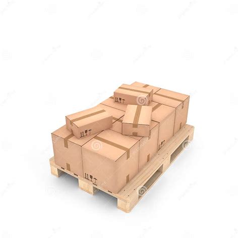 Cardboard Boxes On Wooden Pallet 3d Illustration Stock Illustration