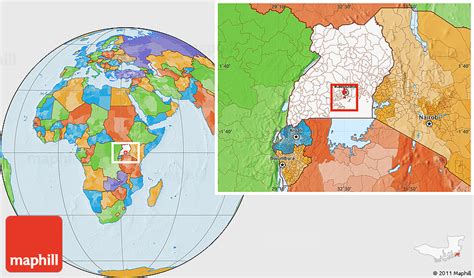 Political Location Map of Entebbe Municipality, highlighted country