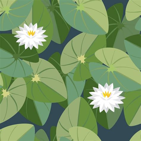 Premium Vector Water Lily Flowers And Leaves Make A Seamless Pattern