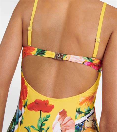 Portofino Printed Balconette Swimsuit In Multicoloured Dolce Gabbana