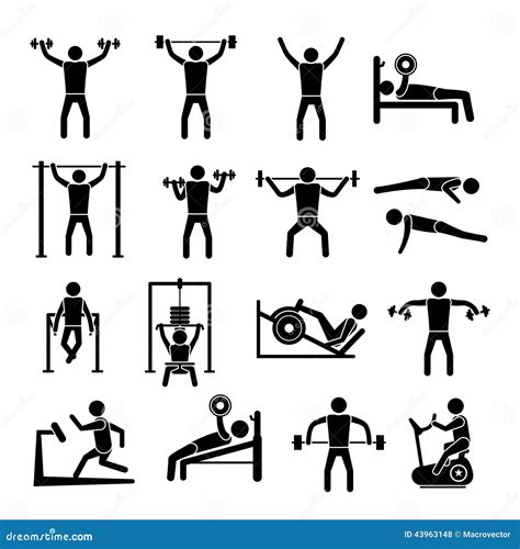 Workout Training Icons Set Stock Vector Illustration Of Center 43963148