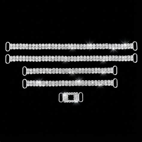 AAA Row Crystal Rhinestone Bikini Connector Pc Set Reinforced Back