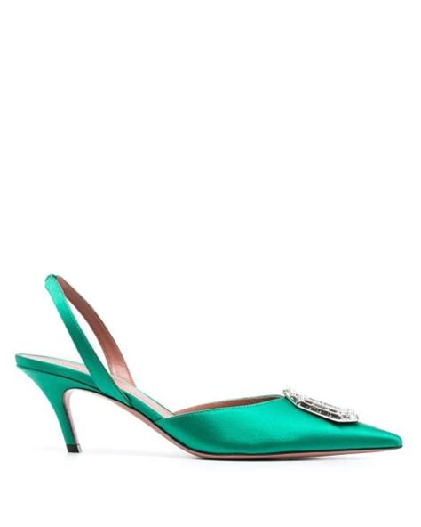 Amina Muaddi Camelia Mm Slingback Pumps In Green Lyst