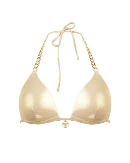 Nude Removable Pads Triangle Bikini Top With Golden Chain M Vivienvance