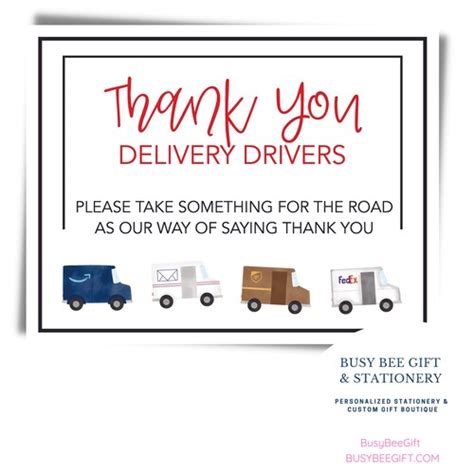 Delivery Driver Snack Sign Thank You Delivery Drivers Take Etsy