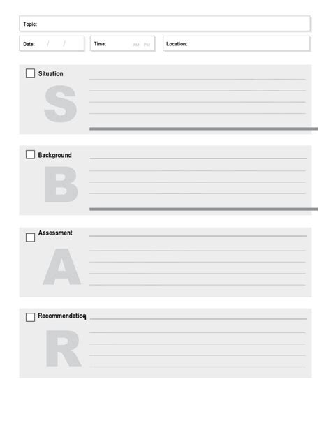 Printable Blank Sbar Template